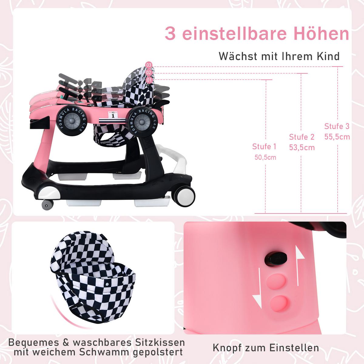 LAUFLERNWAGEN Pink - Pink, Kunststoff (73/56/64cm) - COSTWAY