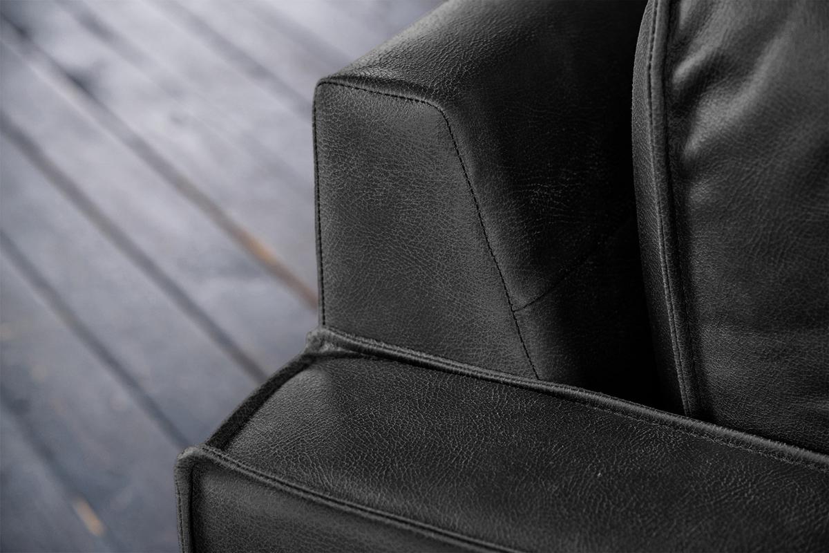 ECKSOFA VILNIUS Schwarz Lederfaserstoff - Schwarz, Leder/Metall (286/170cm) - KAWOLA