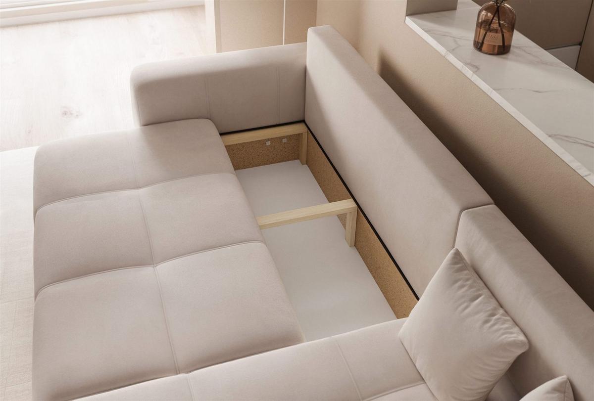 ECKSOFA Leros Mit Schlaffunktion - Beige, Holzwerkstoff/Textil (145/248cm) - Fun Möbel