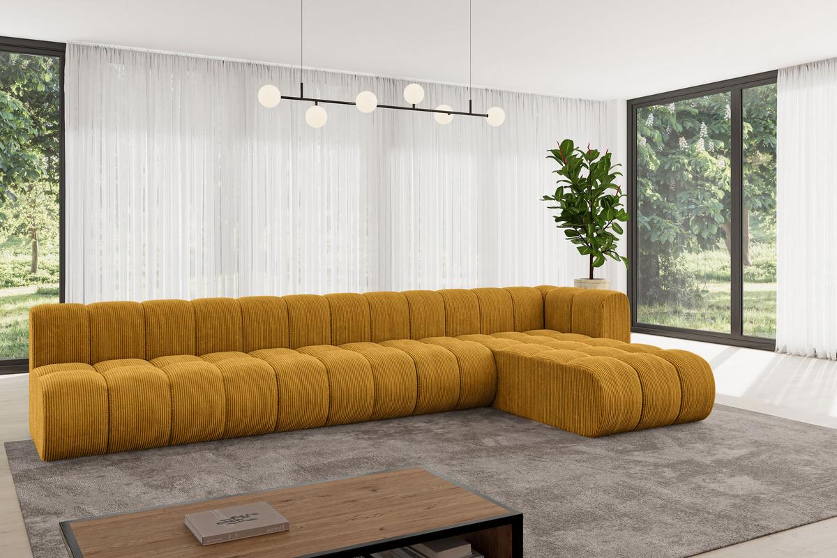 ECKSOFA modulares Sofa Darnel-L3 - 387x177x70 cm Senfgelb - Currygelb, Holzwerkstoff/Textil (387/177cm) - ALTDECOR
