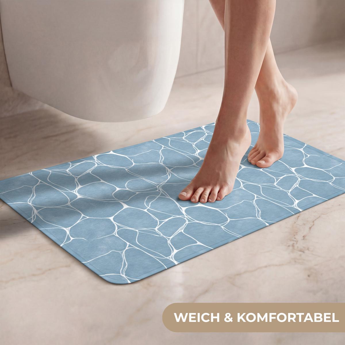 WC-VORLEGER Organisch - Muster - Blau Toilettenvorleger 60x40 cm - Hellblau, Textil (60/1cm) - OnlyWow