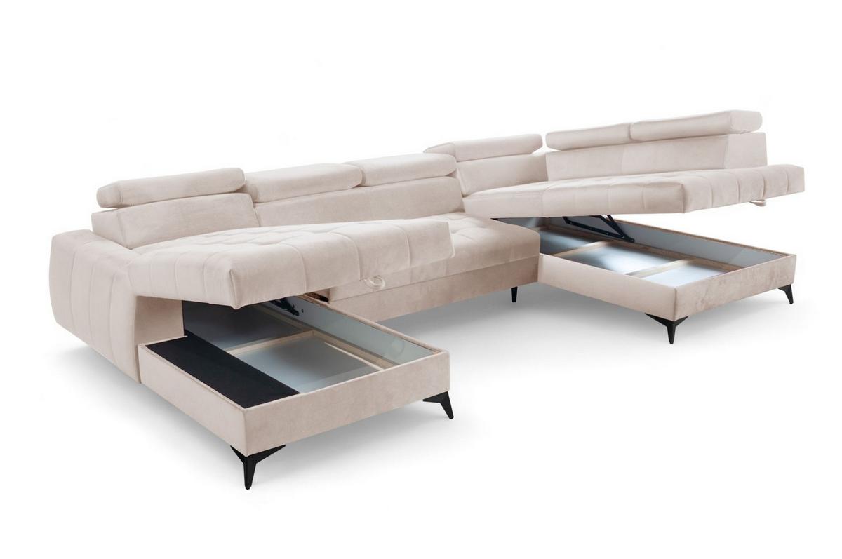 WOHNLANDSCHAFT Agnesa In Salvador - Beige, Holzwerkstoff/Textil (345/95/200cm) - Fun Möbel