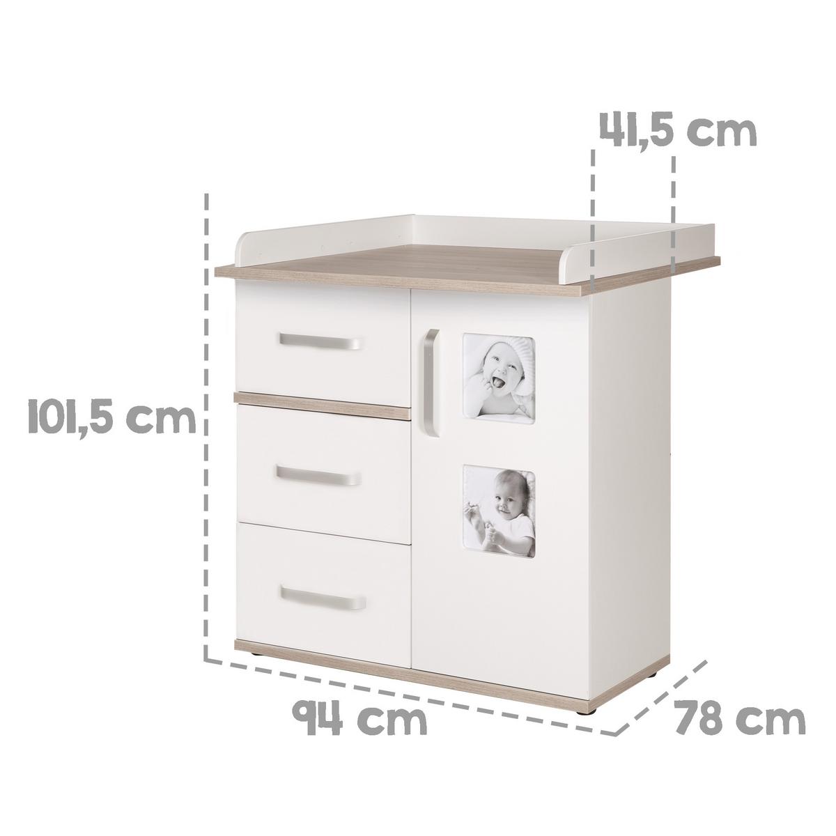 BABYZIMMER-SET Moritz mit schmaler Wickelkommode 2-teilig - Weiß, Holzwerkstoff (76/81/142.5cm) - Roba