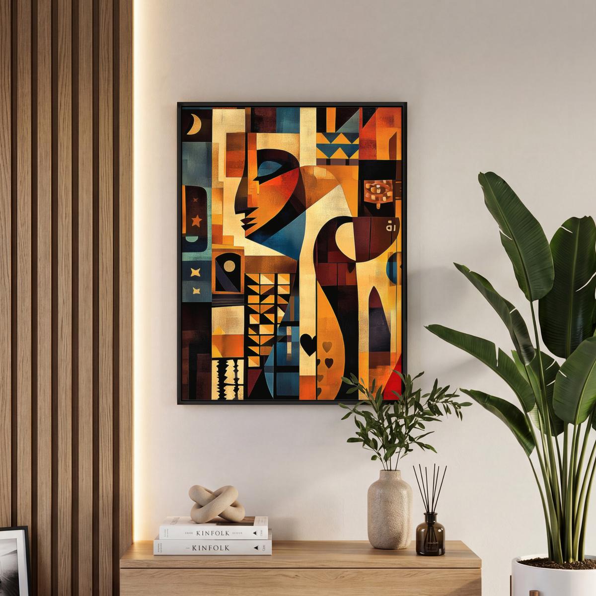 LEINWAND Bilder mit Rahmen - Figuren - Abstrakt - Symbole - 60x80 - Terracotta, Textil (60/80cm) - MuchoWow