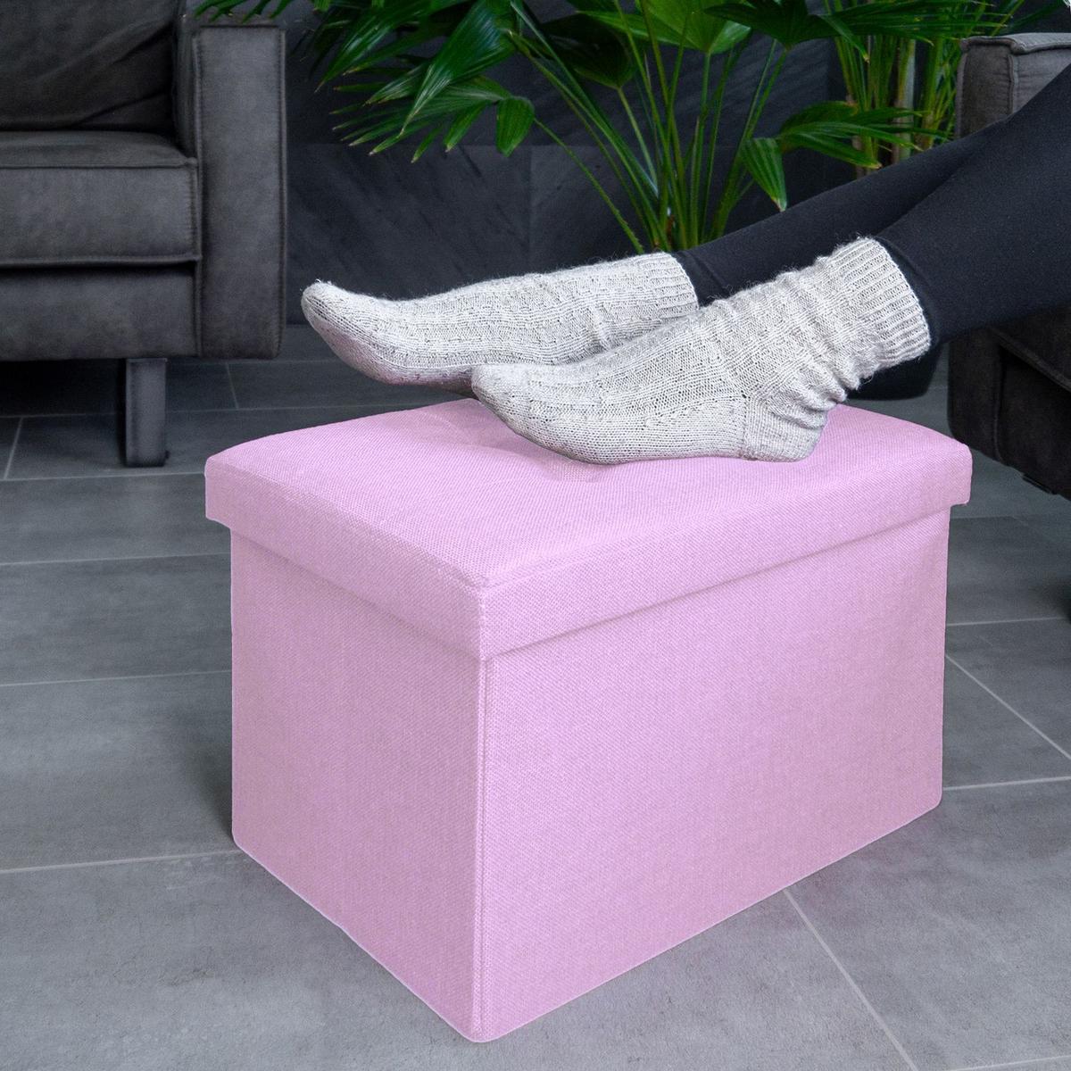 SITZBANK Faltbar mit Stauraum 49/30/30 cm (Rosa) - Rosa, Textil (30/30/49cm) - Intirilife