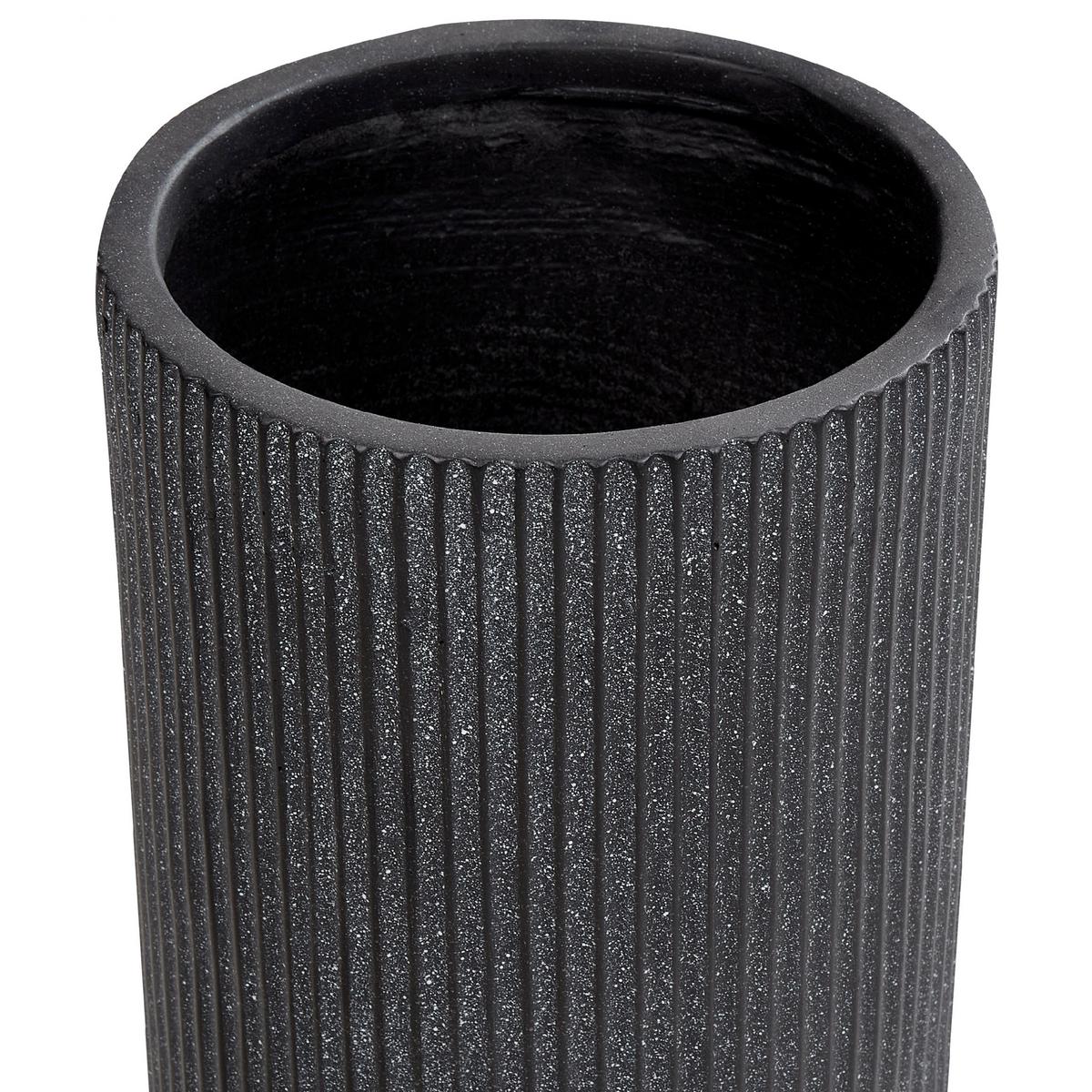 BLUMENTOPF schwarz rund 25/25/38 cm Eantio - Schwarz, Naturmaterialien (38cm) - Beliani