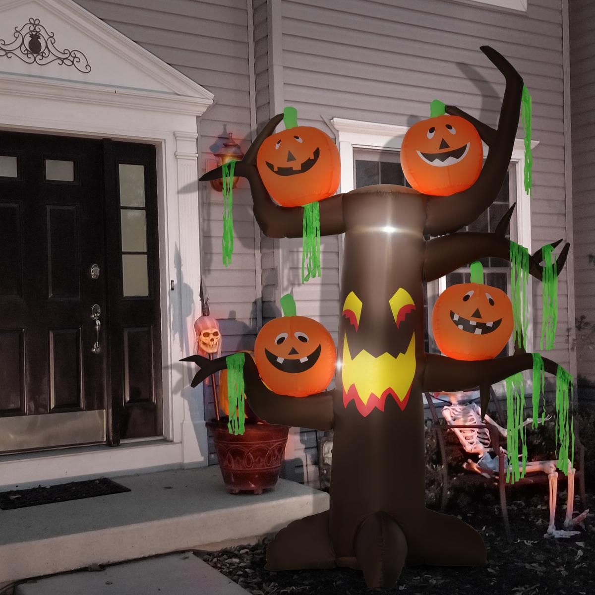 HALLOWEEN AUFBLASBARER BAUM, Mehrfarbig, Polyester - Multicolor, Kunststoff (80/240/180cm) - HOMCOM