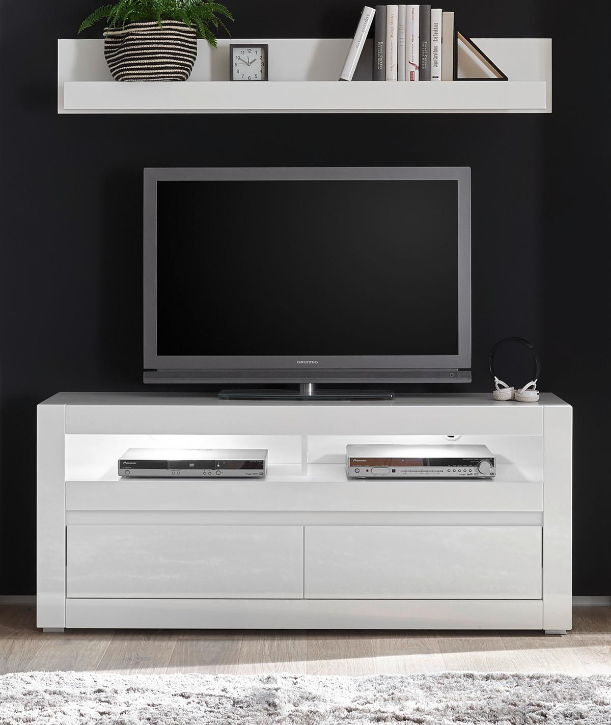 WANDBOARD weiß, Hochglanz, Wandregal, 150 x 22 cm - Weiß Hochglanz, Holzwerkstoff (150/22/18cm) - Furn.Design