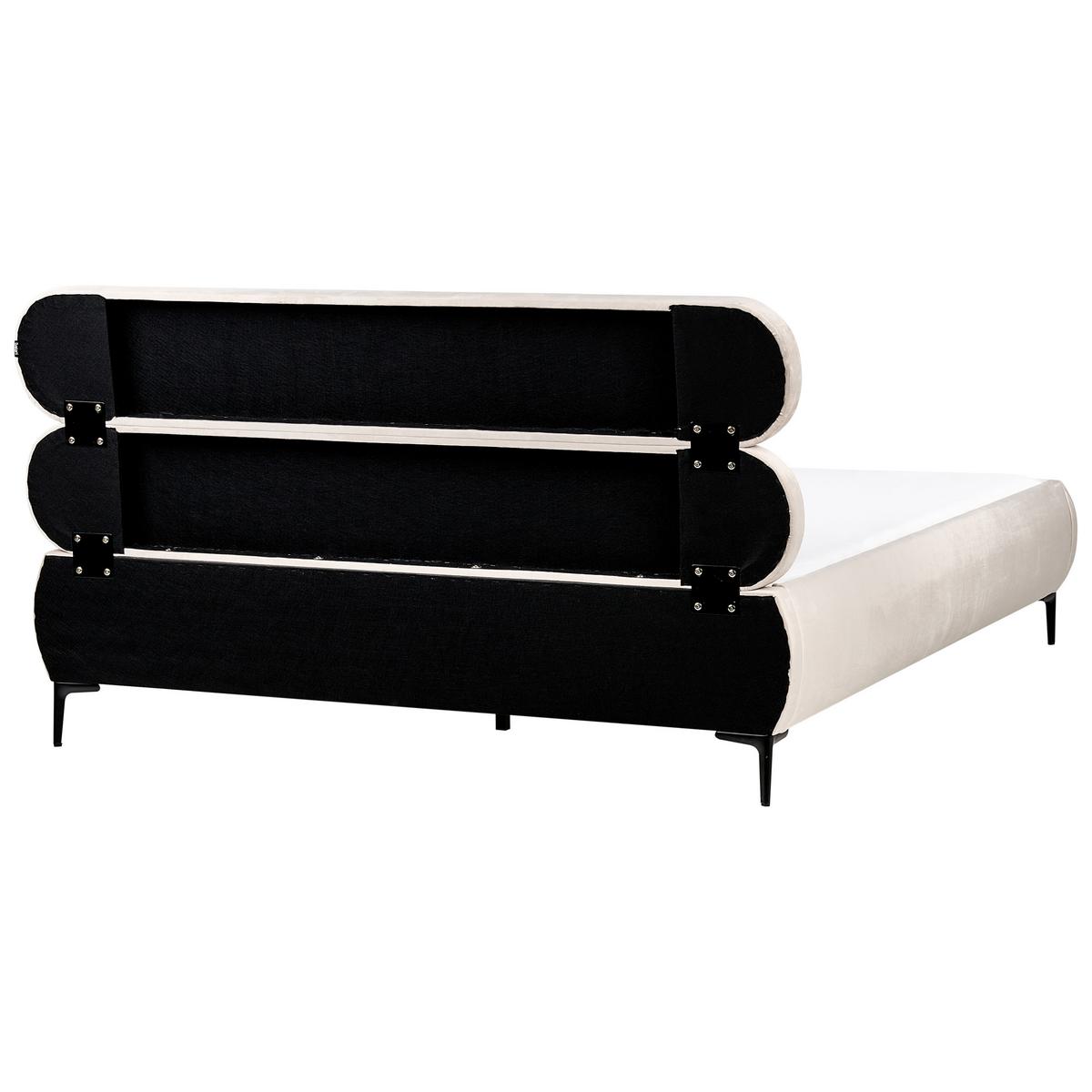 BETT mit Lattenrost 180/200 cm Hellbeige Lessay - Beige/Schwarz, Textil (180/200cm) - Beliani