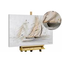 ACRYLBILD HANDGEMALT 100/75 cm - Beige/Grau, Holz/Textil (100/75cm) - KUNSTLOFT