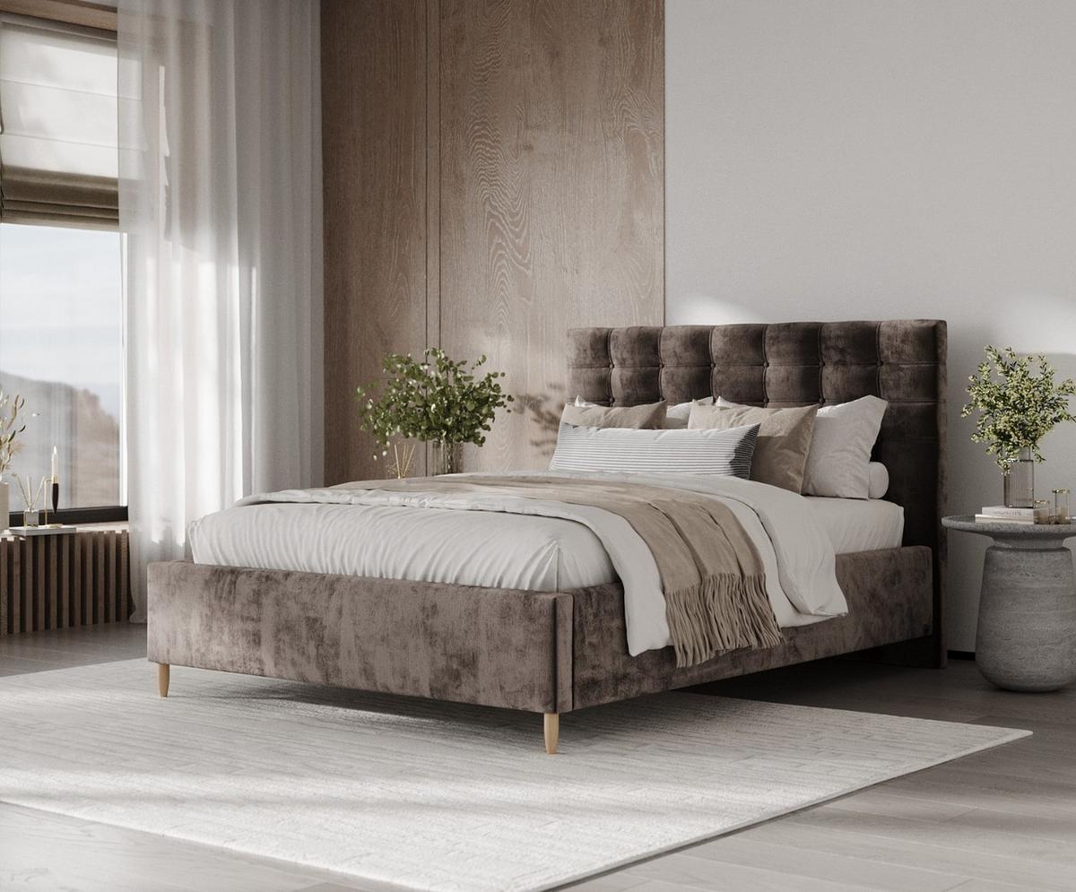 POLSTERBETT Soma 160/200 cm Braun im Lotta Stoff - Naturfarben/Braun, Holz/Holzwerkstoff (160/200cm) - AltaBeds