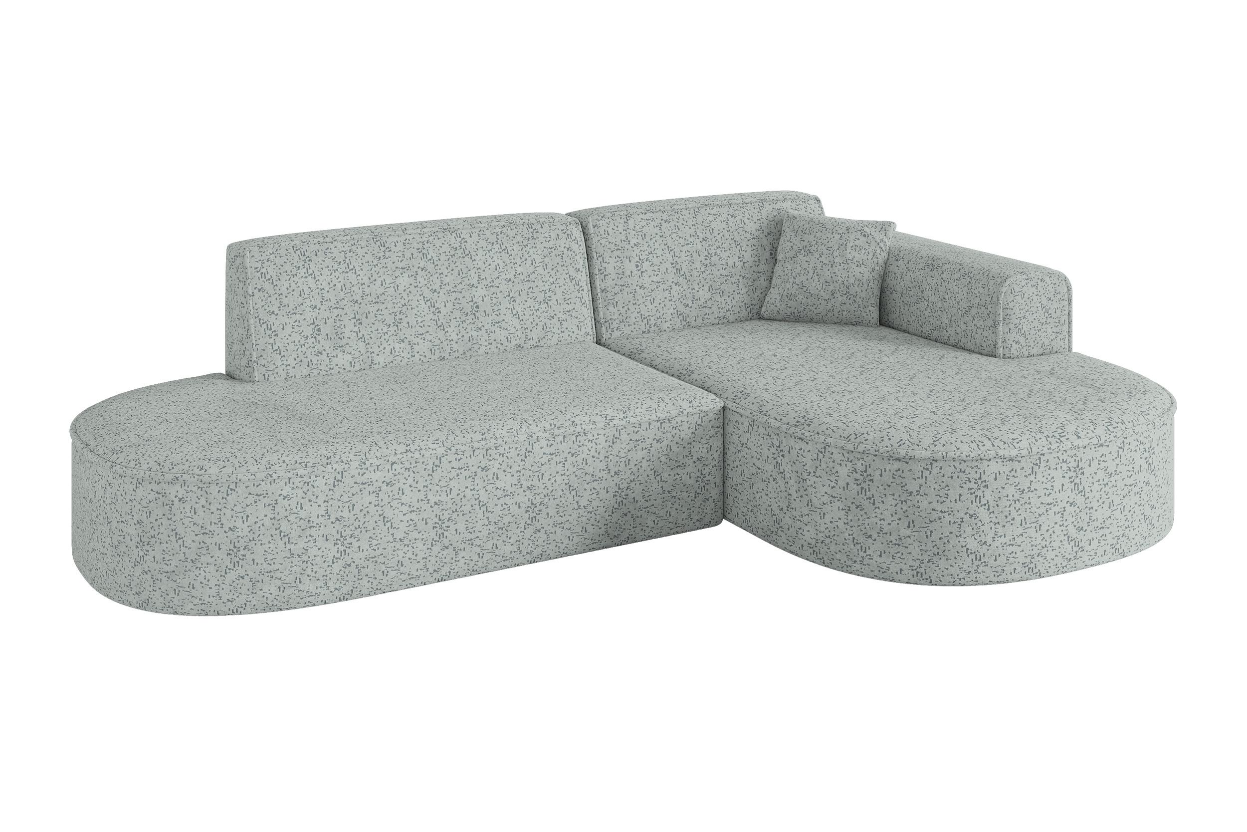 ECKSOFA Ottomane Rechts MARI-L1 - 243x171x79 cm Grün Tissu - Wildeiche/Schwarz, Holzwerkstoff/Kunststoff (171/243cm) - ALTDECOR