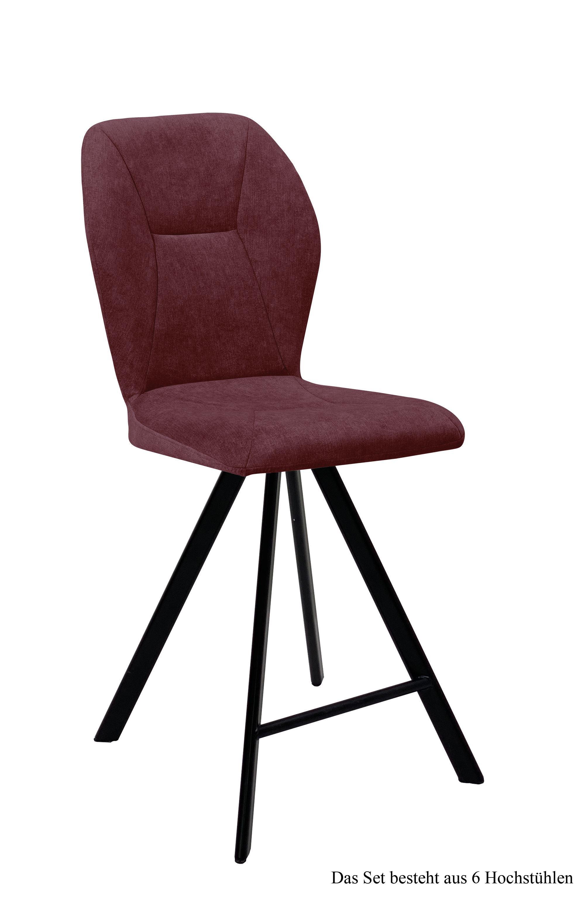 THEKENSTUHL drehbar (6er-Set) Diantha 51x109x60 Schwarz/Marsala - Brombeere/Schwarz, Kunststoff (60/109/51cm) - 58aufmkessel