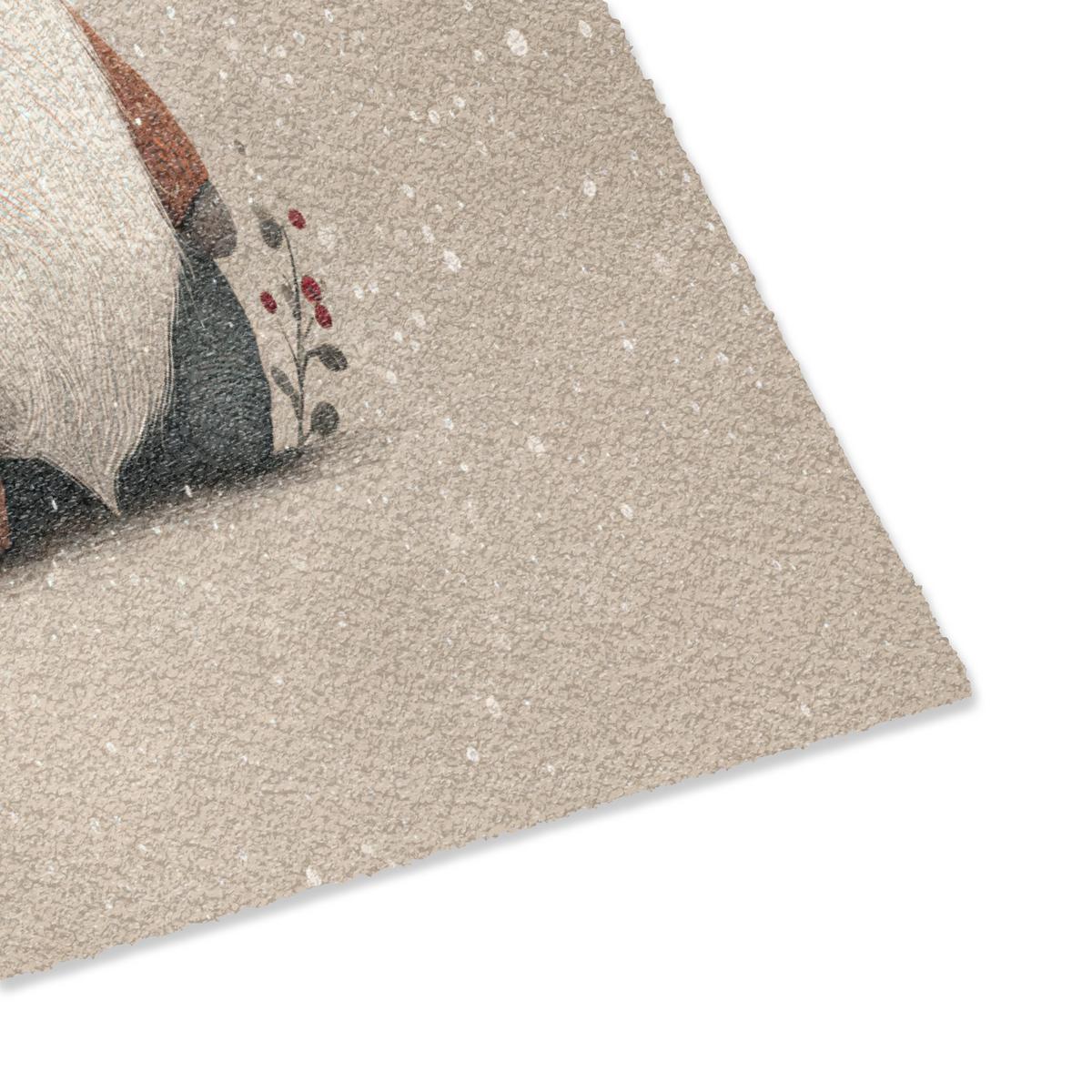 FUSSMATTE Wichtel - Weihnachten - Schnee - Zipfelmützen Türmatte 60x40 cm - Beige, Kunststoff (60/0.4cm) - MuchoWow