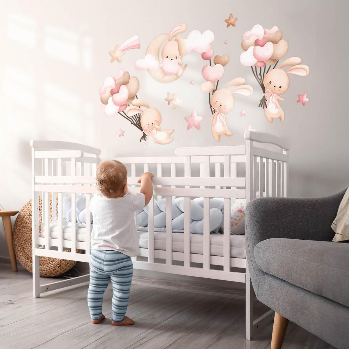 WANDAUFKLEBER 130x234cm - Hasenland - Multicolor, Kunststoff (130/234/0.1cm) - Wallfluent