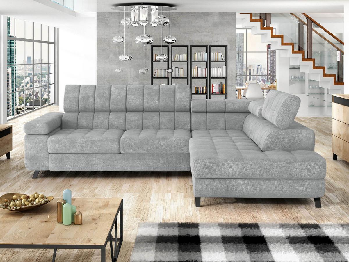ECKSOFA Nord, Seite: Rechts - Silberfarben/Schwarz, Holz/Textil (264/203cm) - MIRJAN24