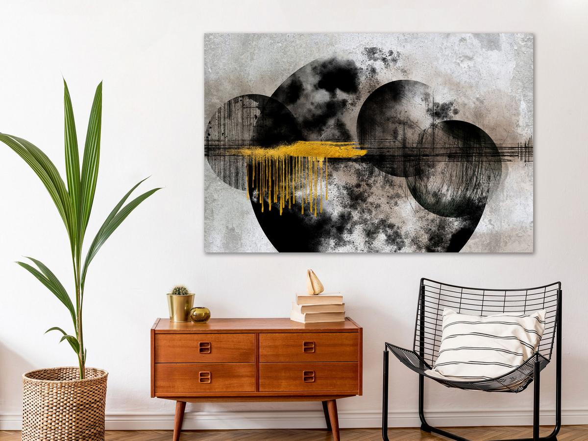 KUNSTDRUCK Schwarz-Weiß 90/60 cm - Goldfarben/Schwarz, Textil (90/60cm) - KUNSTLOFT