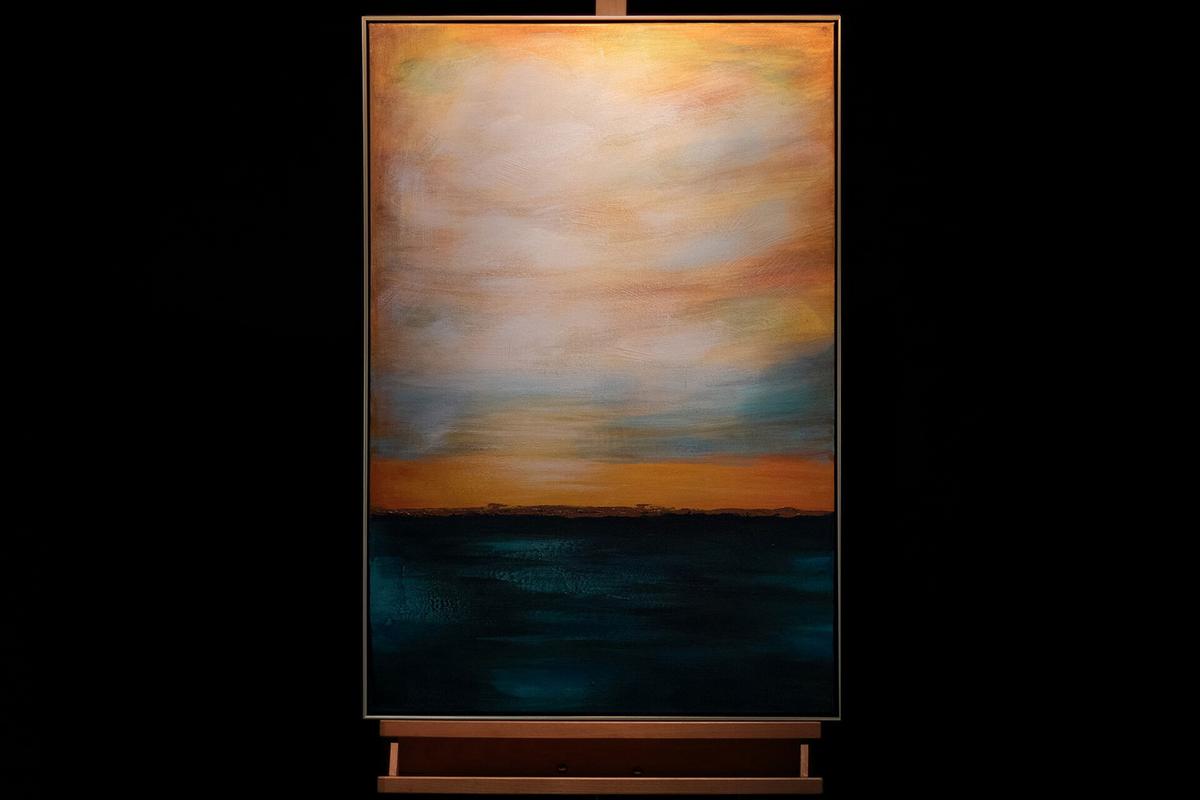 ACRYLBILD HANDGEMALT 60/90 cm - Blau/Gelb, Textil (60/90cm) - KUNSTLOFT