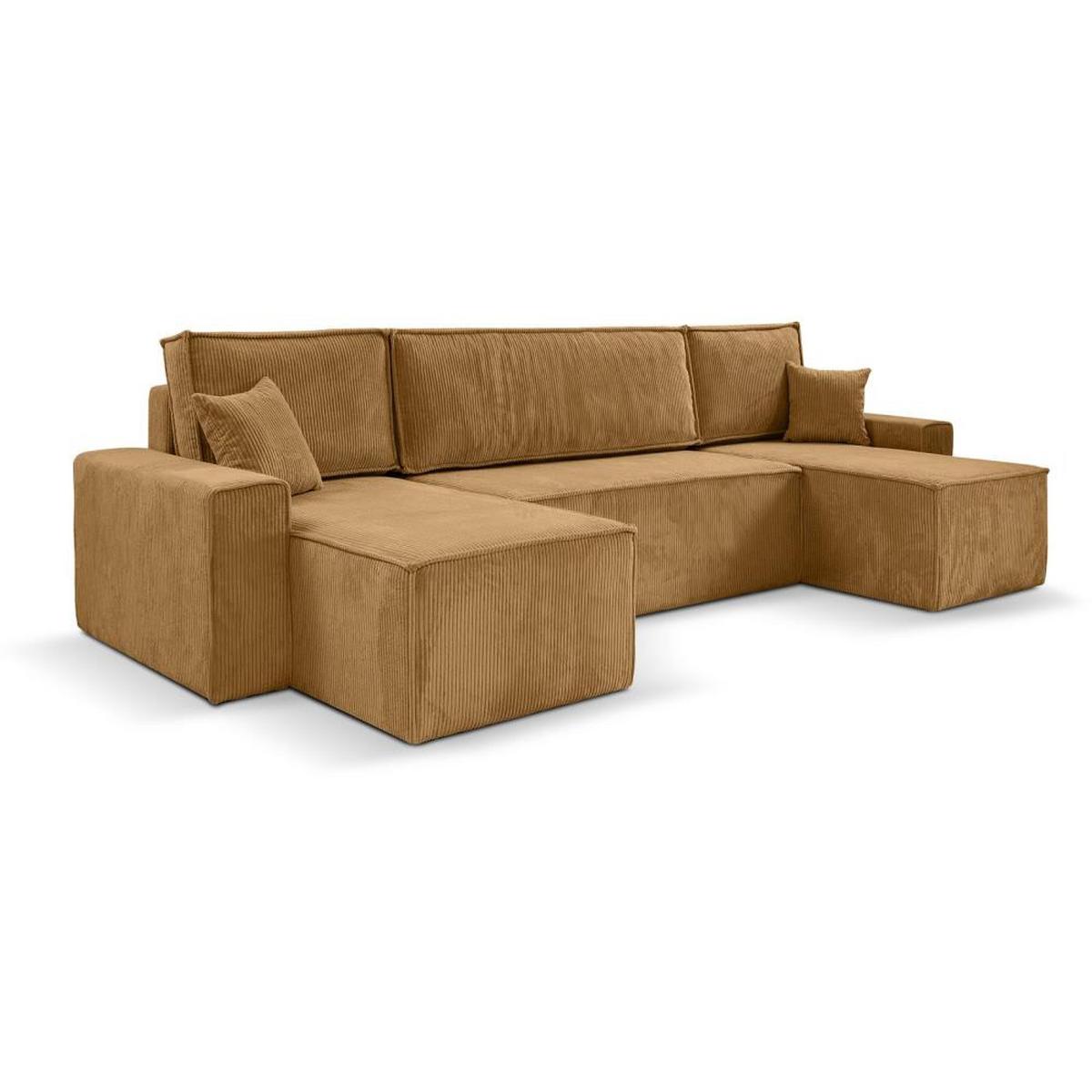 WOHNLANDSCHAFT Hektor U mit Schlaffunktion gelb - Gelb/Schwarz, Kunststoff/Textil (318/94/152cm) - Beautysofa