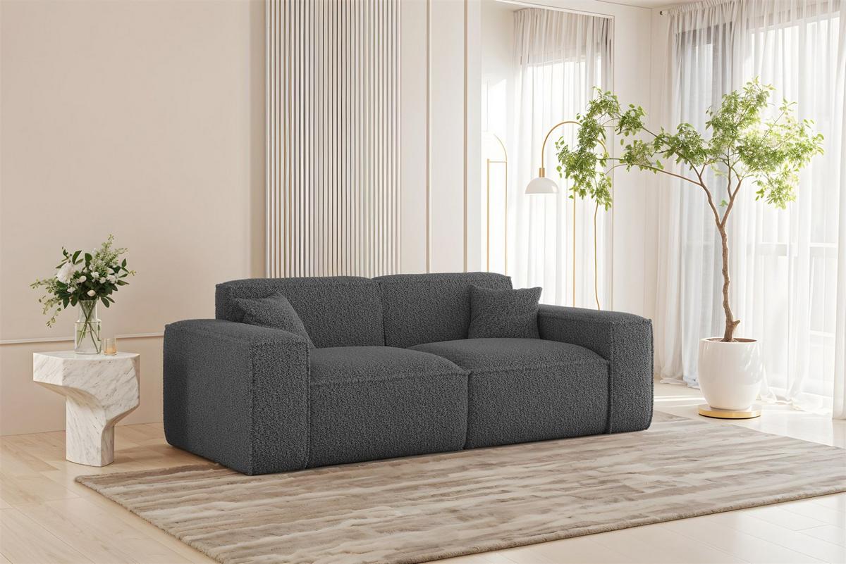 SOFASET Celes Premium 3-2-1 In Sven - Dunkelgrau, Holzwerkstoff/Textil (218/73/90cm) - Fun Möbel
