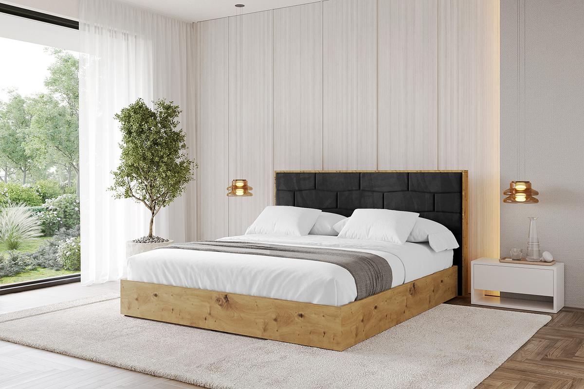 POLSTERBETT mit Bettkasten und Lattenrost, Bett mit Matratze H3/H4 - ENZO8 180x200 Schwarz - Schwarz, Holzwerkstoff/Textil (180/200cm) - ALTDECOR