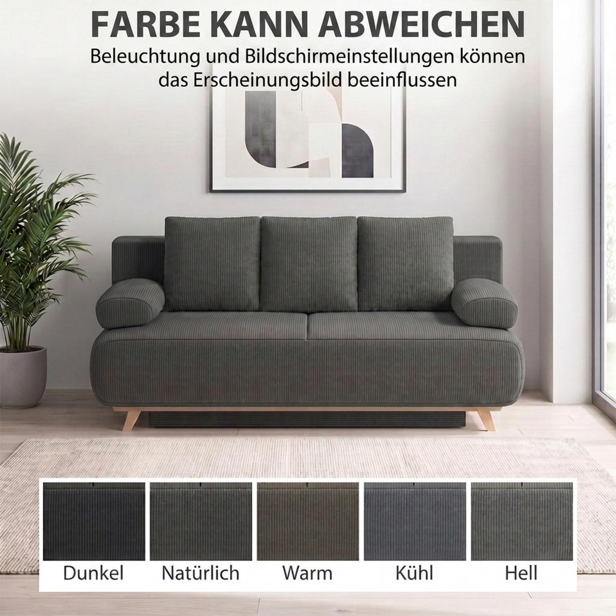 SCHLAFSOFA Cord Grau - Beige/Grau, Kunststoff/Textil (100/84/188cm) - HOMCOM