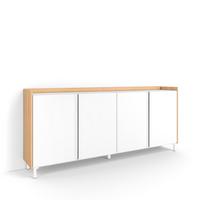 SIDEBOARD, Weiß und Eiche, 207/35/91cm, mit Beinen - Weiß, Holzwerkstoff (207/91/35cm) - Skraut Home