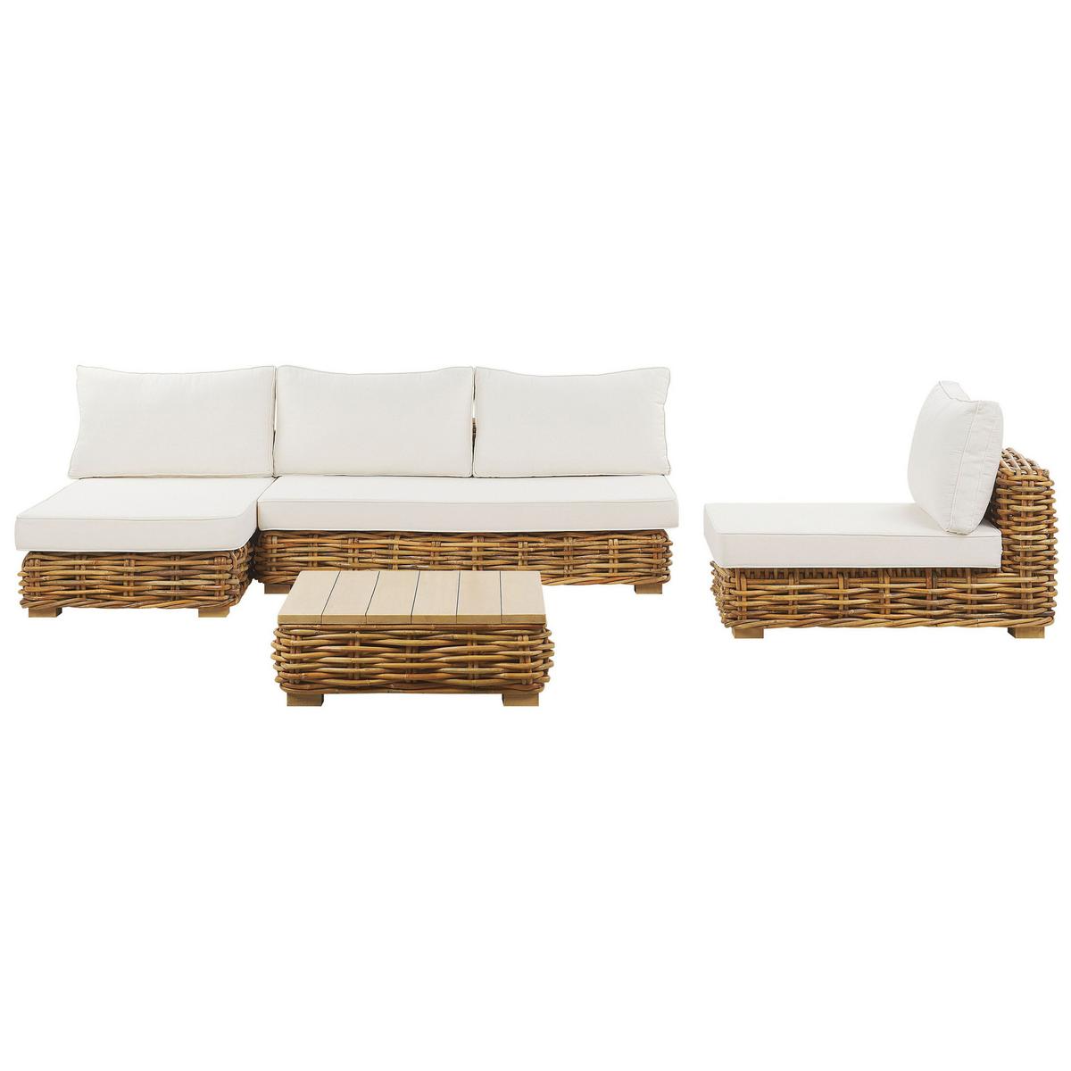 LOUNGE SET 4-Sitzer natürlich rechtsseitig modular Varallo - Naturfarben, Naturmaterialien - Beliani
