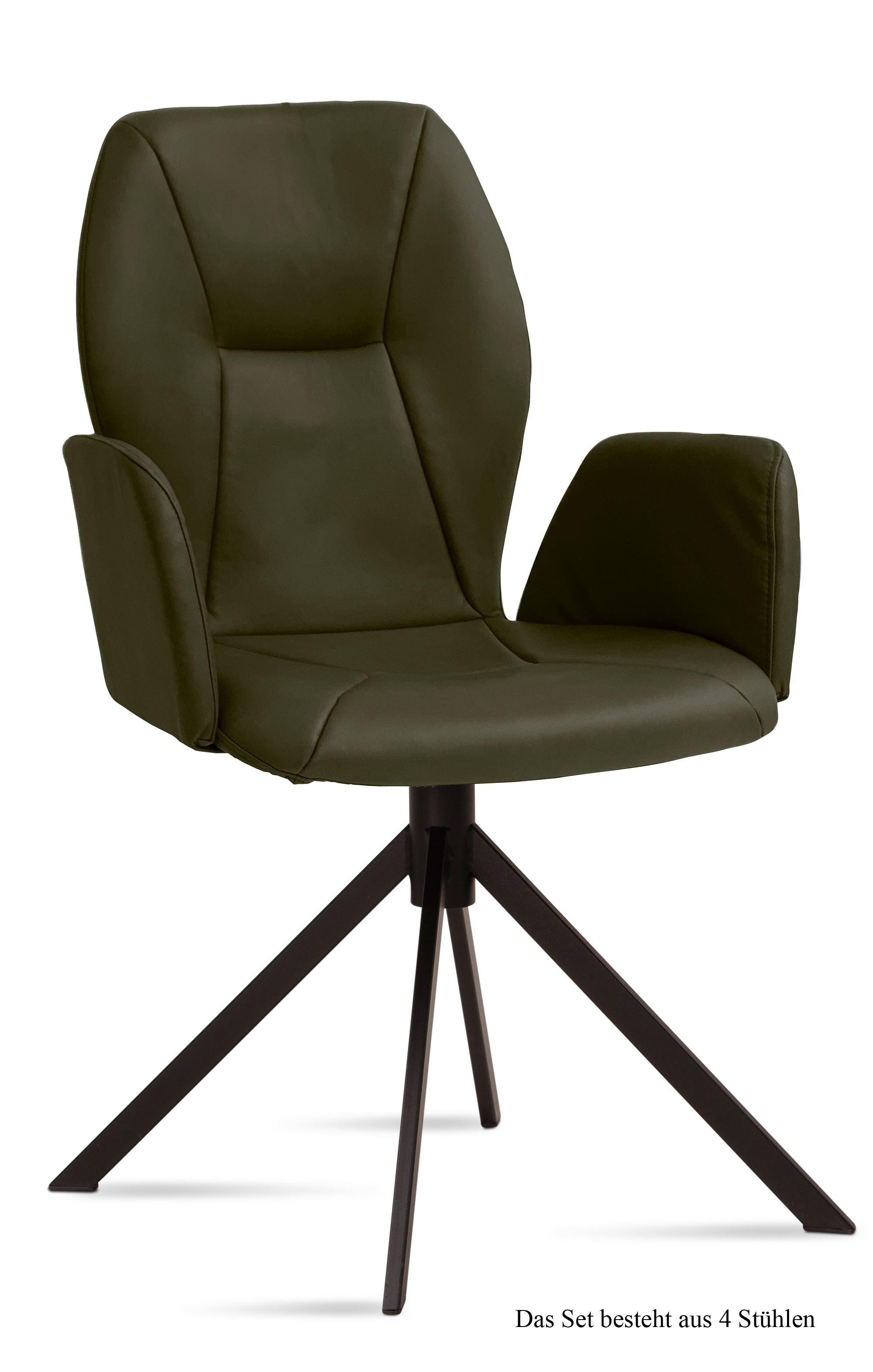 ARMLEHNSTUHL (4er-Set) Davita 58x92x60 Schwarz/Khaki - Dunkelgrün/Schwarz, Kunststoff (60/92/58cm) - 58aufmkessel