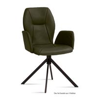 ARMLEHNSTUHL (4er-Set) Davita 58x92x60 Schwarz/Khaki - Dunkelgrün/Schwarz, Kunststoff (60/92/58cm) - 58aufmkessel