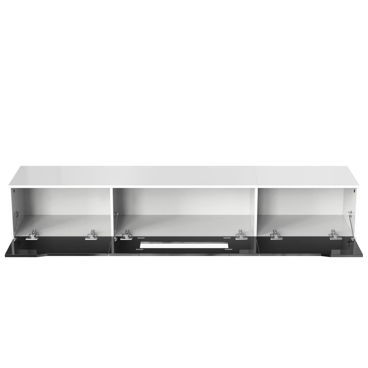 TV-LOWBOARD Weiß und Schwarz 180/30/35cm - Schwarz, Holzwerkstoff/Metall (95/180/204cm) - Urban Meuble