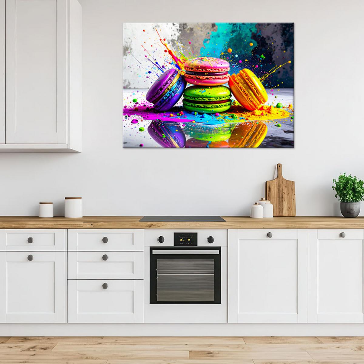 LEINWANDBILD Kekse Makronen Abstrakt 100x70cm - Multicolor, Textil (100/70cm) - Feeby