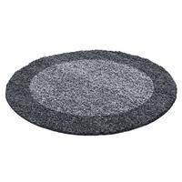 HOCHFLORTEPPICH RHEIN, mit Bordüre, Grau, Ø 200 cm - Grau, Textil (200/200cm) - KADIMA DESIGN