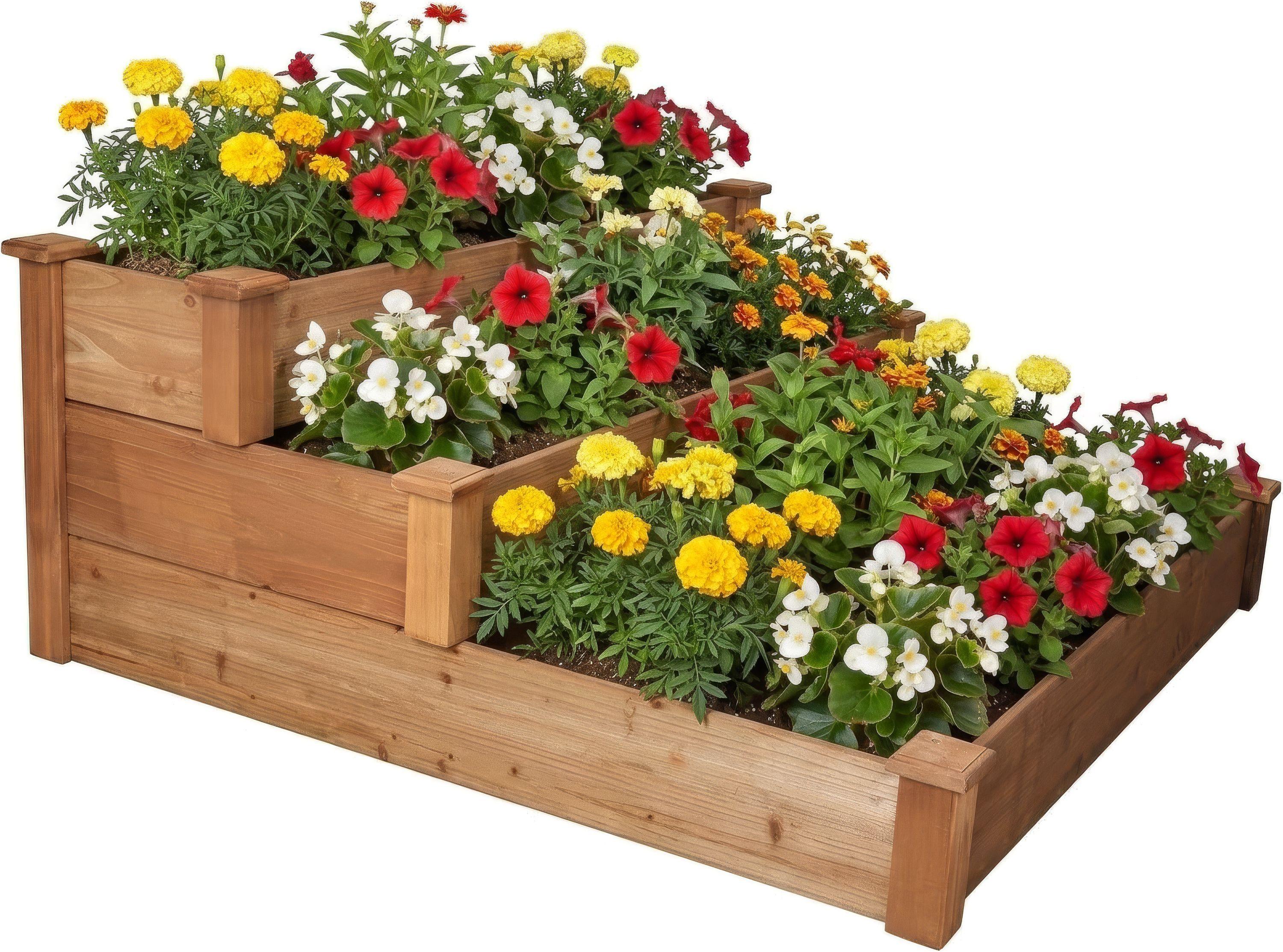 HOCHBEET Steppy1 - Braun, Holz (123.5/80/123.5cm) - needs&wants