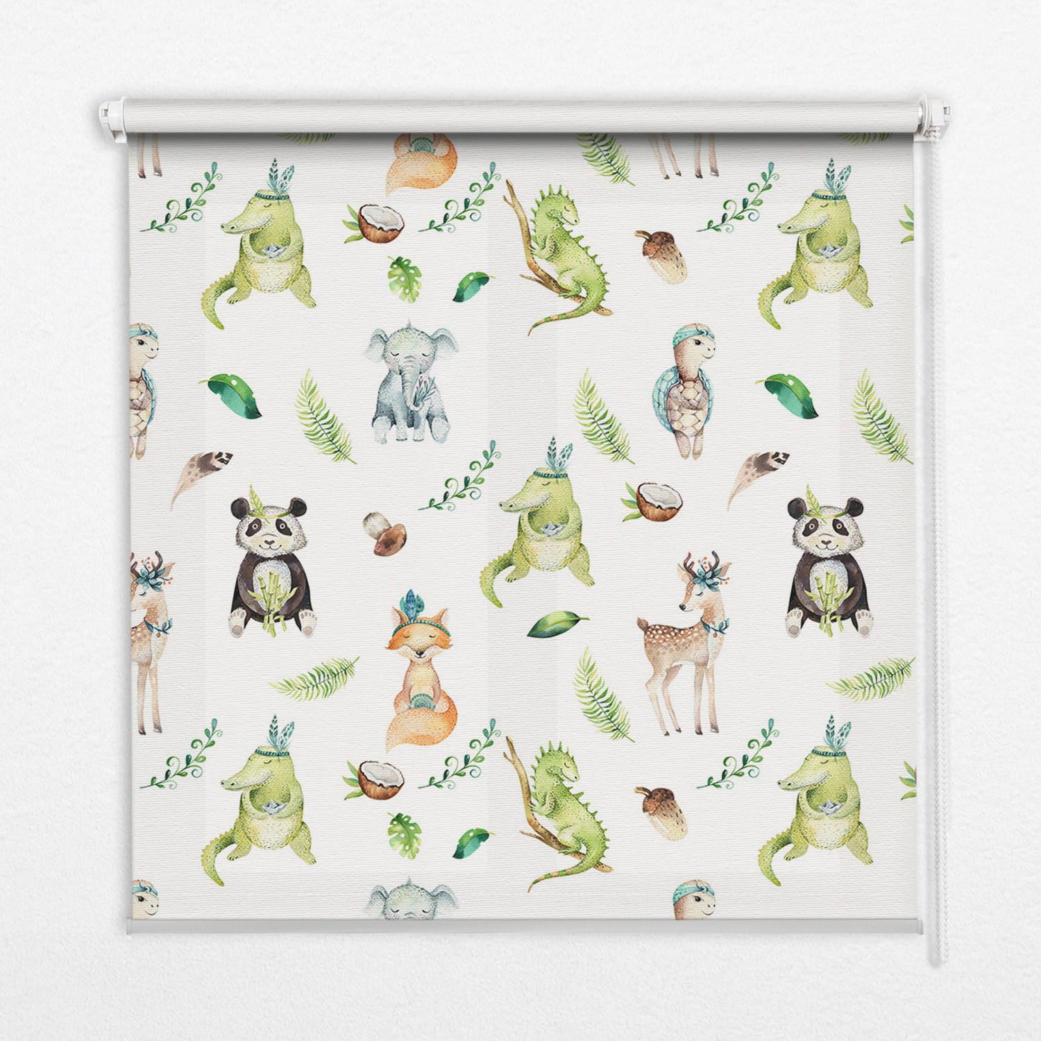 INNENROLLO - Fensterrollo - Rollo - 120x140 cm - Tiere und Pflanzen - Grün, Kunststoff (120/140/0.5cm) - TULUP