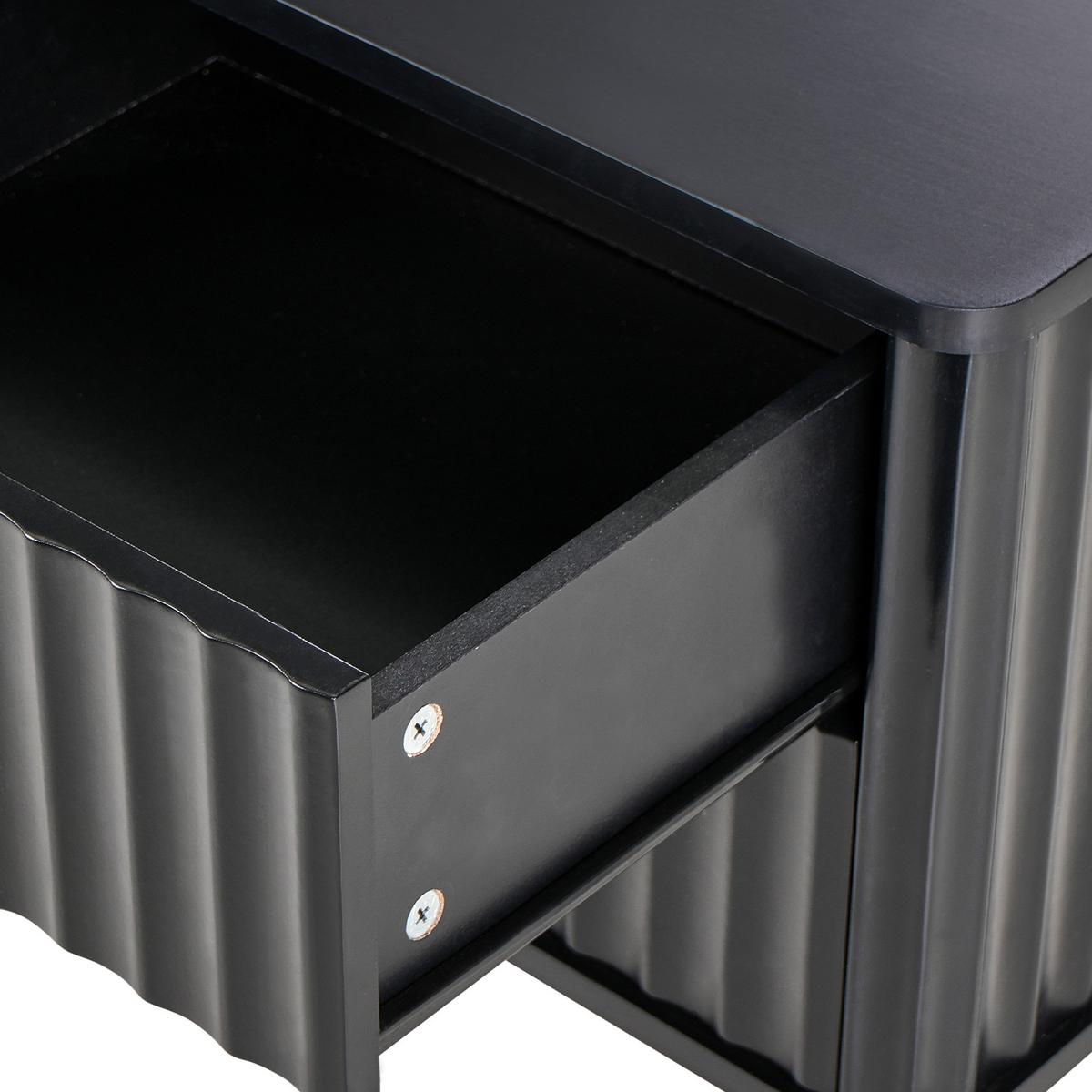 NACHTTISCH mit 2 Schubladen Schwarz Glastonbury - Schwarz, Holzwerkstoff (40/48/50cm) - Beliani