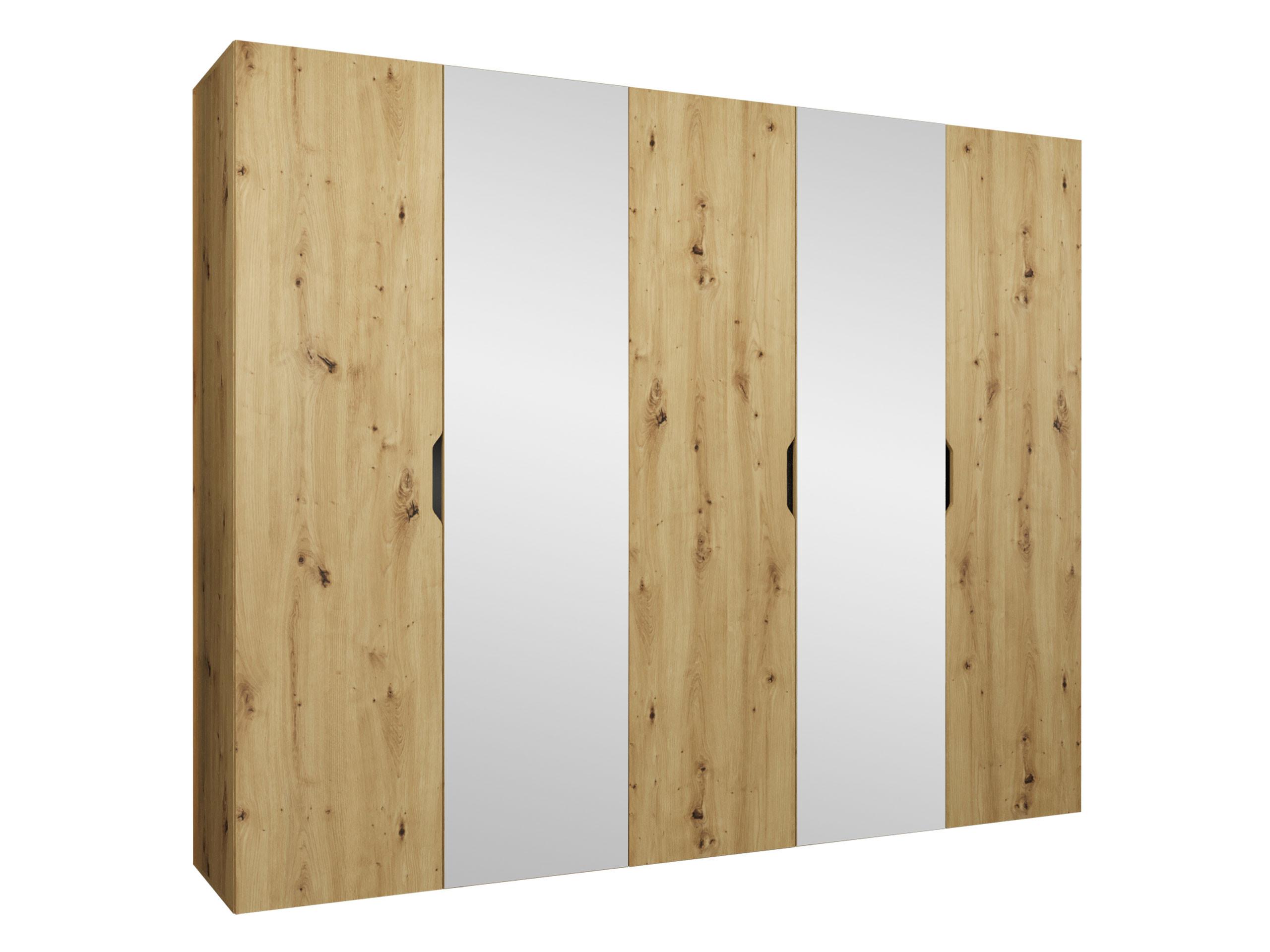 DREHTÜRENSCHRANK Malaga 250 mit Frontspiegel - Eiche Artisan, Holzwerkstoff (250/202/52cm) - MIRJAN24