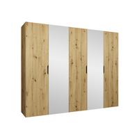 DREHTÜRENSCHRANK Malaga 250 mit Frontspiegel - Eiche Artisan, Holzwerkstoff (250/202/52cm) - MIRJAN24
