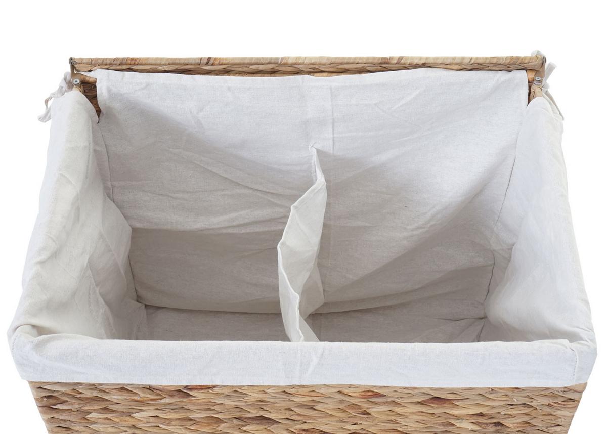 WÄSCHEKORB Buche Dekor, Weiß - Buchefarben/Weiß, Naturmaterialien (60/50/43cm) - MCW