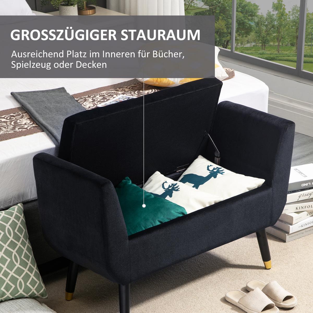 SITZBANK Polyester Schaumstoff Schwarz - Schwarz, Kunststoff (42/65/107cm) - HOMCOM