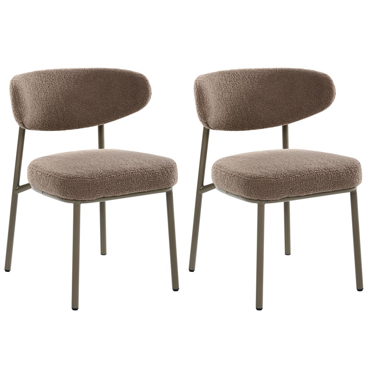 ESSZIMMERSTUHL 2er Set Bouclé Taupe Unity - Taupe/Beige, Textil (56/78/57cm) - Beliani