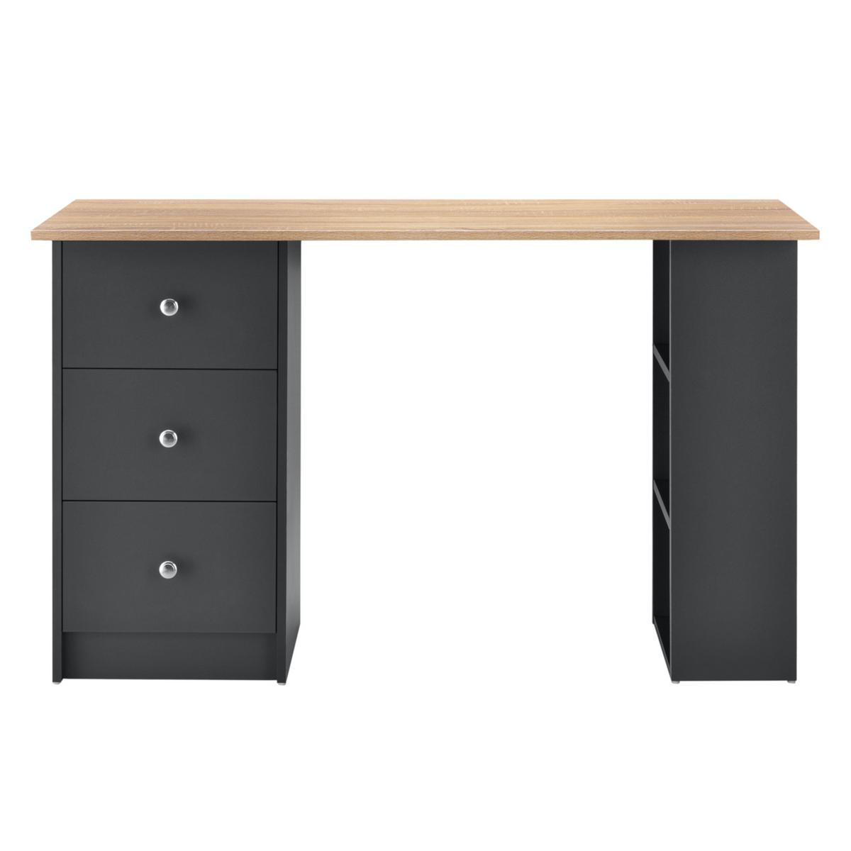 SCHREIBTISCH Lemberg - Dunkelgrau/Beige, Holzwerkstoff (49/120/72cm) - [en.casa]