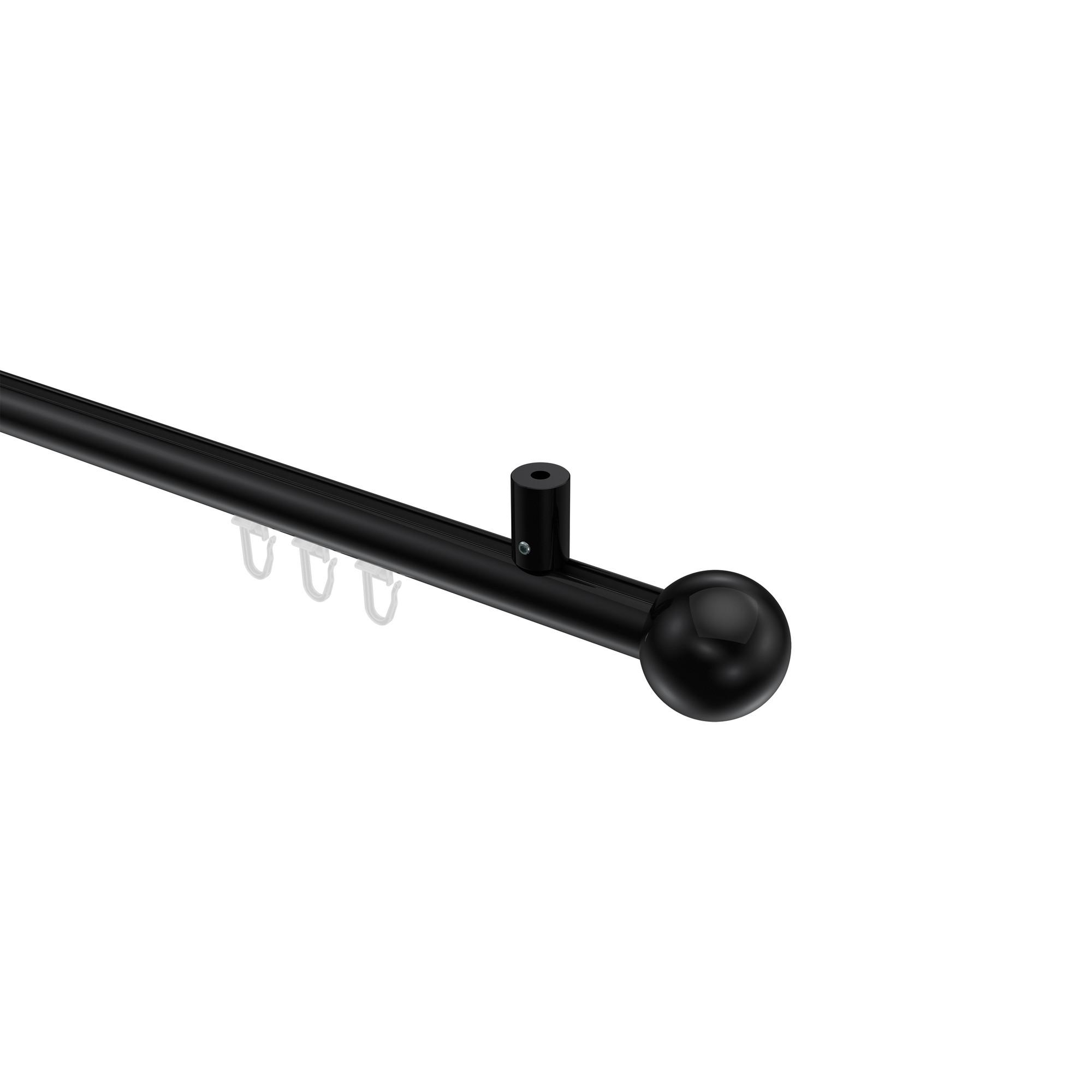 GARDINENSTANGE INNENLAUF Sonius Luino 140 cm, 1-läufig, 20 mm Ø Schwarz - Schwarz, Metall (140cm) - INTERDECO