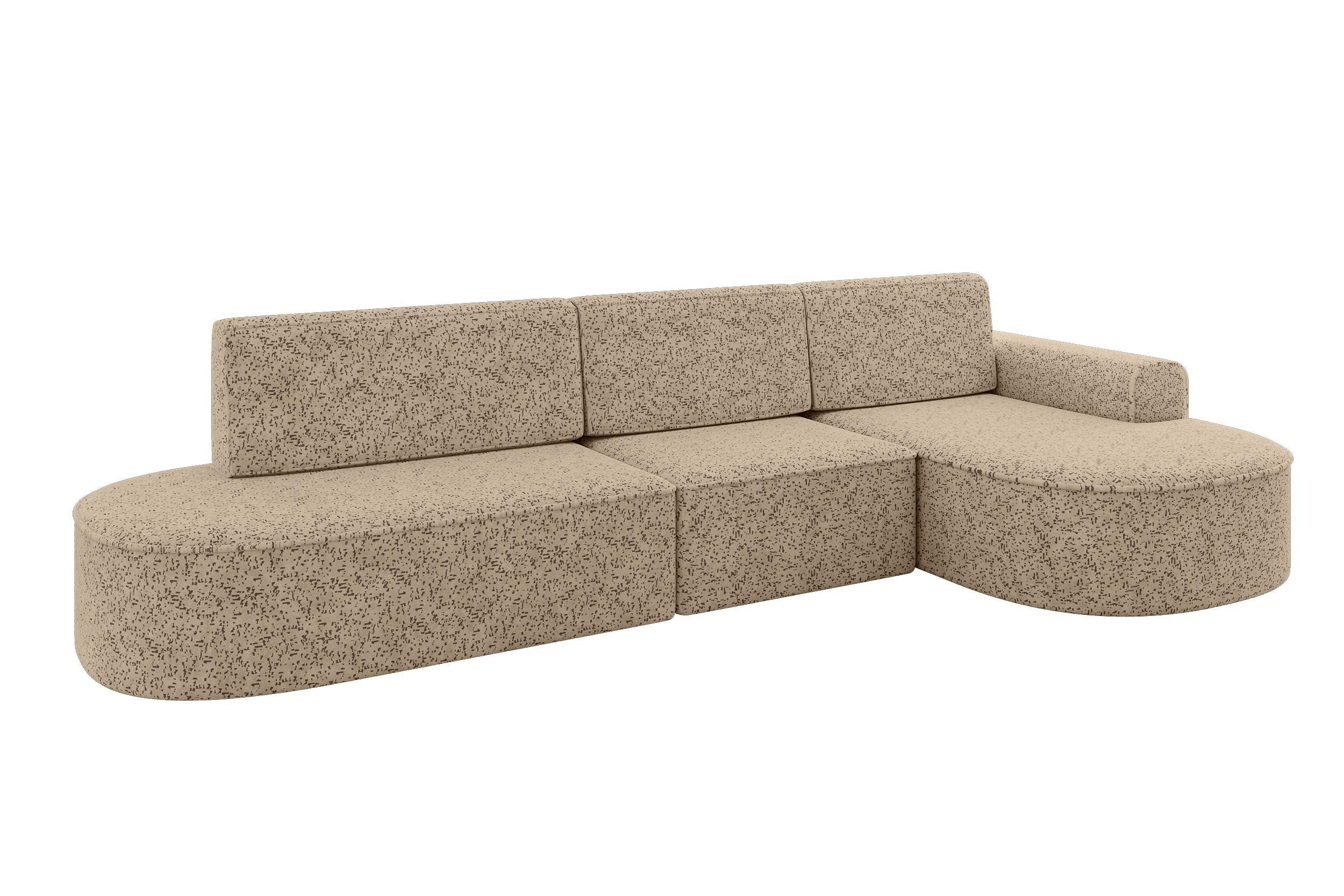 ECKSOFA mit Schlaffunktion Ottomane RECHTS MARI L2-S 368X167X85 Braun Velours - Eichefarben/Schwarz, Holzwerkstoff/Kunststoff (167/368cm) - ALTDECOR