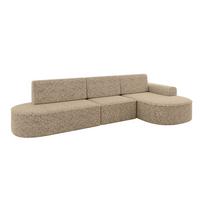 ECKSOFA mit Schlaffunktion Ottomane RECHTS MARI L2-S 368X167X85 Braun Velours - Eichefarben/Schwarz, Holzwerkstoff/Kunststoff (167/368cm) - ALTDECOR