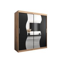 SCHWEBETÜRENSCHRANK 200/180/62 2-türig - Silberfarben/Schwarz, Holz/Kunststoff (180/200/62cm) - MÖBEL KRYSPOL