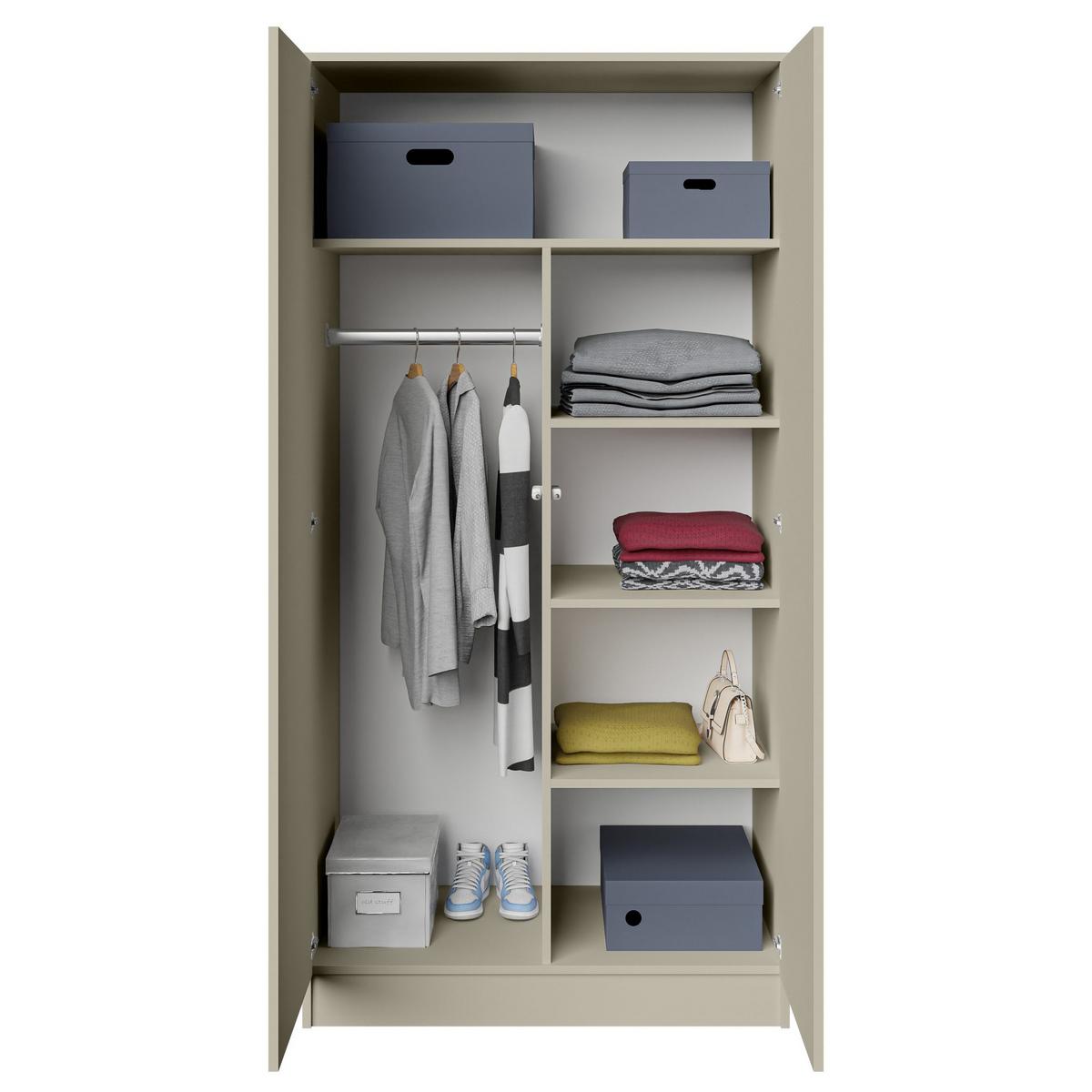 DREHTÜRENSCHRANK Look mit 2 Türen, 90 cm, Kaschmir - Kaschmir, Holzwerkstoff (90/180/50cm) - Beautysofa