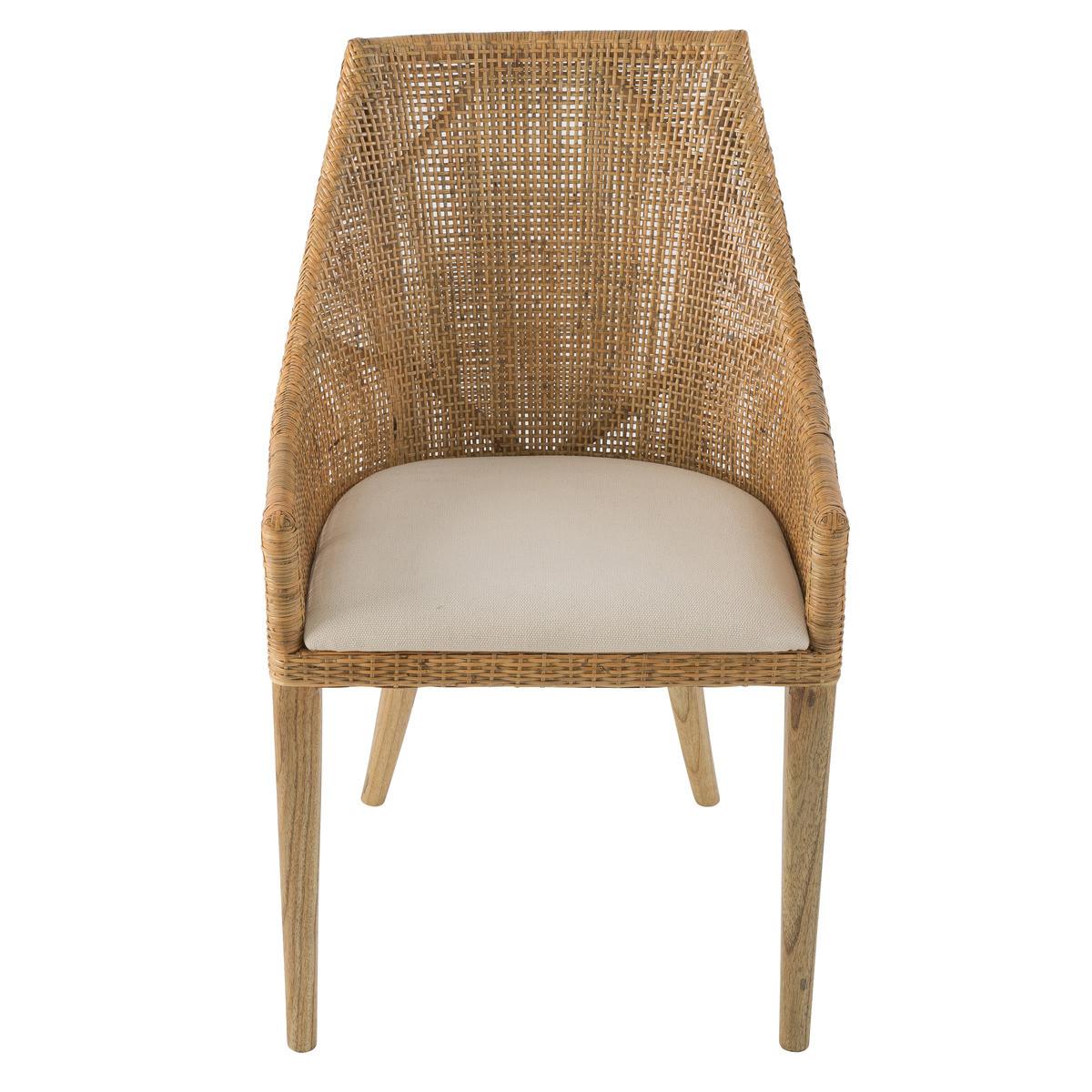 RATTANSTUHL H88 cm 56/88/58 cm - Eichefarben, Textil (58/88/61cm) - Signature