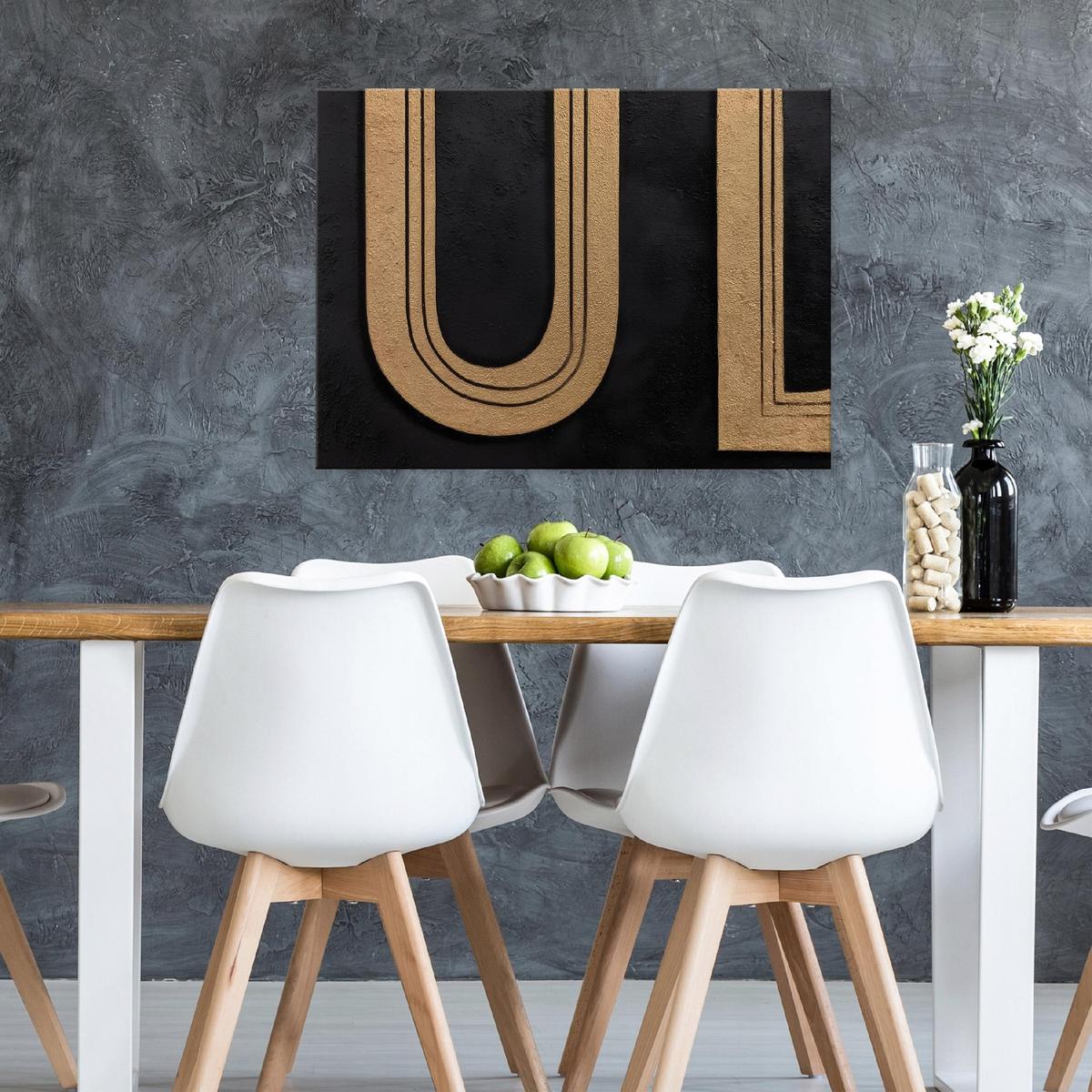 LEINWANDBILD Abstrakt Morceau Schwarz 120x80 cm - Multicolor, Holzwerkstoff (120/80cm) - Wallarena