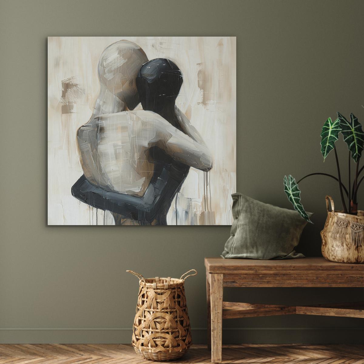 AKUSTIKBILD Abstrakt - Liebe - Schwarz und weiß - Modern Akustikpaneele 90x90 cm - Schwarz, Kunststoff (90/90/0.9cm) - MuchoWow